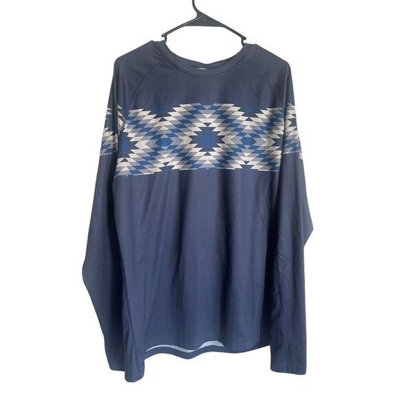 New Stoic Mens Blue Aztec Raglan Sleeve Crew Neck Long Sleeve T-Shirt Size XL - Picture 1 of 15